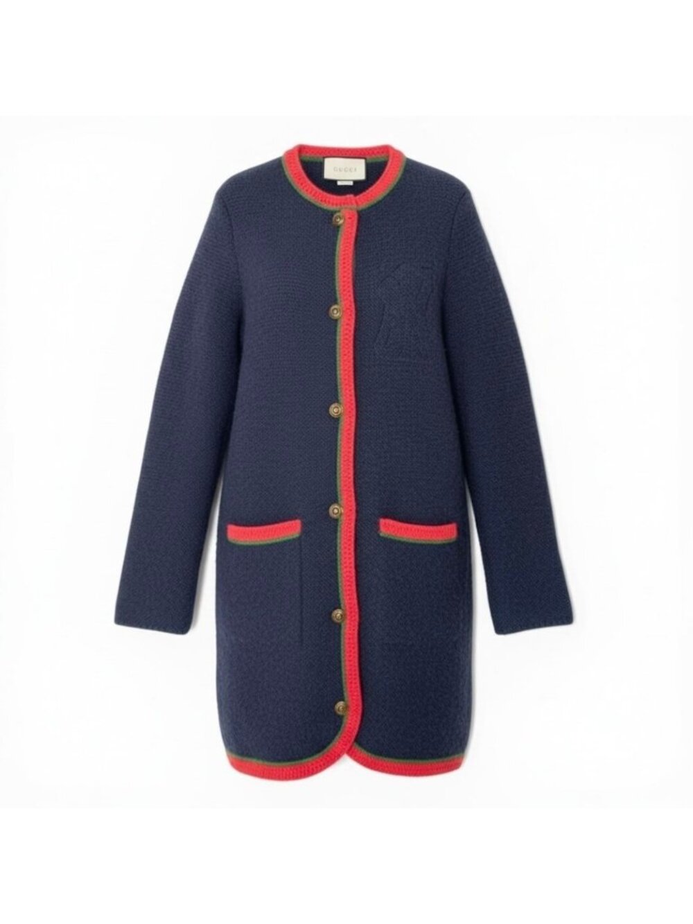 Gucci NY Yankees Wool Knit Long Cardigan Interlocking G Button Coat